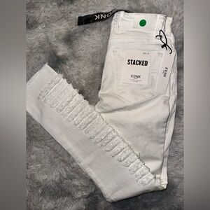 KDNK Men's Stacked Distressed White Skinny Jeans - NWT Size 28